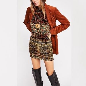 Free People Kaleidoscope Velvet Long Sleeve Tunic Mini Dress